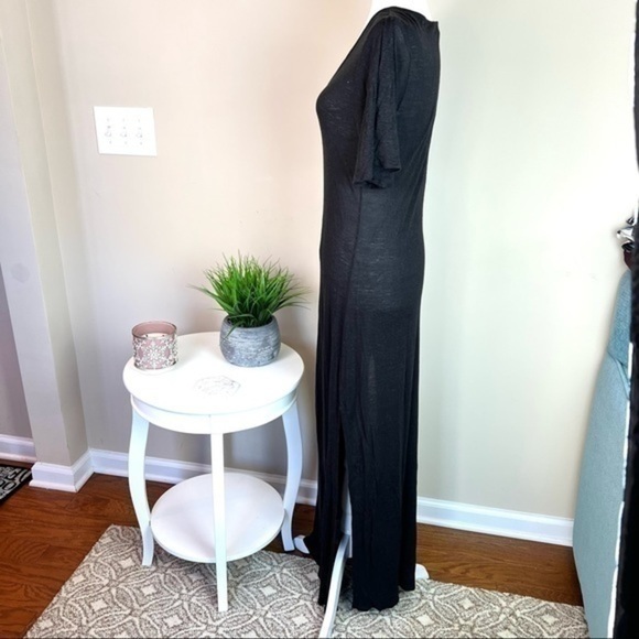 Amuse Society Womens Black V-Neck Padma Short Sleeve Maxi Knit Dress Size XS - Picture 3 of 12